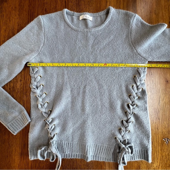 ⭐️ Elan Lace Up Chunky Sweater Heather Gray Crew Neck Size SMALL - Picture 8 of 12
